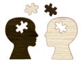 Human head silhouette with a puzzle cut out Royalty Free Stock Photo