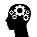 Human head silhouette with set of gears as a brain Royalty Free Stock Photo