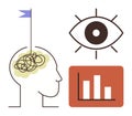 Problem-Solving Concept with Brain, Bar Chart and Eye Symbolizing Clarity and Vision Royalty Free Stock Photo