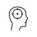 Human Head Target Line Icon. Marketing Sociology Focus Goal on Customer Mind Linear Pictogram. Centric Aim Destination Royalty Free Stock Photo