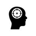 Human Head Target Silhouette Icon. Marketing Sociology Focus Goal on Customer Mind Black Pictogram. Centric Aim