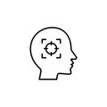 Human Head Target Silhouette and Line Icon. Marketing Sociology Focus Goal on Customer Mind Pictogram. Centric Aim
