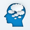 Human head and thought bubbles with copyspace Royalty Free Stock Photo