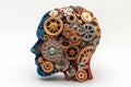 A human head with a toothed clockwork mechanism. The concept of thinking, decision-making Royalty Free Stock Photo