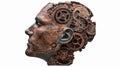 A human head with a toothed clockwork mechanism. The concept of thinking, decision-making Royalty Free Stock Photo