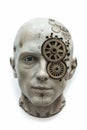 A human head with a toothed clockwork mechanism. The concept of thinking, decision-making Royalty Free Stock Photo