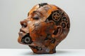 A human head with a toothed clockwork mechanism. The concept of thinking, decision-making. 3d illustration