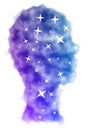 Human head universe or nebula. Concept of open consciousness and enlightenment Royalty Free Stock Photo