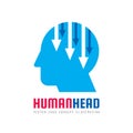 Human head vector logo concept illustration. Creative idea sign. Arrows symbol. Digital communication. Manager