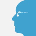 Human head with water drop and water tap icon vector logo design