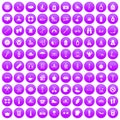 100 human health icons set purple