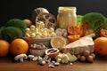 Human with Healthy Bone and Vitamin Rich Foods. Generative AI