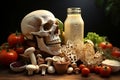 Human with Healthy Bone and Vitamin Rich Foods. Generative AI