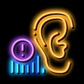 human hearing warning neon glow icon illustration