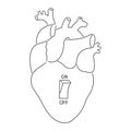 Human heart with abst and on in the style of minimalism. Pictogram of the human internal organ. Design for medicine