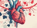 Human heart anatomy. illustration in vintage style. Hand drawn sketch. Generative AI Royalty Free Stock Photo