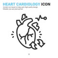 Human heart cardiology medical icon vector with outline style isolated on white background. Vector simple element illustration Royalty Free Stock Photo