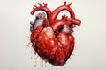 Human heart depicted in watercolor, standing out against a white canvas