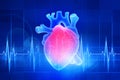 The human heart. Digital illustration on a blue background Royalty Free Stock Photo