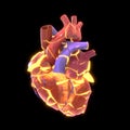 Human heart exploiting, 3d illustration Royalty Free Stock Photo