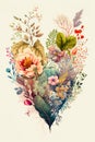 Human heart with flowers. Illustration for World Heart Day. Love, heart health, emotion, softhearted, unselfish concept Royalty Free Stock Photo