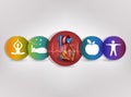 Human heart health care colorful icon collection