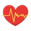 Human heart with heartbeat icon concept cartoon vector illustration, isolated on white, healthy lifestyle stable Royalty Free Stock Photo