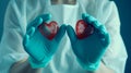 A human heart held by medical hands for illustration