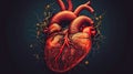 Human heart illustration, in the style of colorful realism, dark compositions, hyper-detailed illustrations, Generative AI