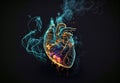 The human heart inhaled thick cigarette smoke. AI Generative
