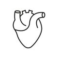 Human Heart Line Icon. Medical Cardiology Linear Symbol. Anatomy of Healthy Cardiovascular Organ Outline Icon. Cardiac Royalty Free Stock Photo