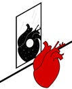 Human heart looking itself in the mirror concept vector illustration