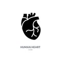 Human heart medical vector desease cardiovascular organ anatomy. Healthy human heart organ shape flat icon.