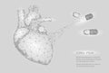 Human Heart Medicine Treatment Drug Internal Organ Triangle Low Poly. Connected dots white gray neutral color technology 3d model