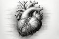 Human heart pencil drawing vintage. Generative Ai