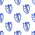 Human heart - sketchy image. Medical seamless vector pattern.