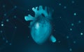 Human heart. Technology of future in medicine. Transplantology and artificial intelligence Royalty Free Stock Photo