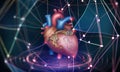 Human heart. Technology of future in medicine. Transplantology and artificial intelligence Royalty Free Stock Photo