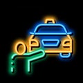 Human Hitch-Hiking Online Taxi neon glow icon illustration