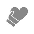 Human holding heart gray icon. Share a donate, charity, like symbol