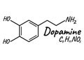 Human hormone dopamine concept chemical skeletal formula icon label, text font vector illustration, isolated on white. Periodic Royalty Free Stock Photo