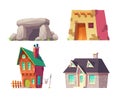 Human houses history cartoon vector collection