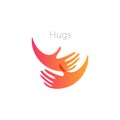 Human hugs support and love symbol pregnancy clinic logo donations logotype template crowdfunding sign applause icon or