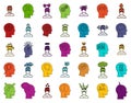 Human idea icon set, color outline style