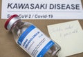 Human immunoglobulin vial generic drug to treat Sars-CoV-2-related Kawasaki disease in children under five, conceptual image,