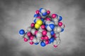 Human insulin. Space-filling molecular model on gray background. 3d illustration