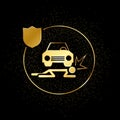 human, insurance, crash, car gold icon. Vector illustration of golden particle background