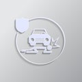 human, insurance, crash, car, icon, vector, insurable, fuse paper style. Grey color vector background- Paper style vector icon