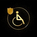 human, insurance, health, disabled gold icon. Vector illustration of golden particle background