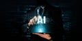 Human interact with AI artificial intelligence brain processor generative AI NLP